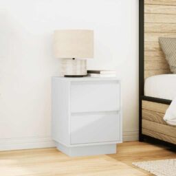Berkfield Home Bedside Cabinets with LED Lights¬†2 pcs White 38x34x50 cm - Size: 38 x 34 x 50 cm - thumbnail 4