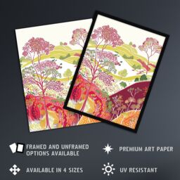 "Artery8 Blooming Trees Yorkshire Countryside Landscape Wall Art Print - Size: W24"" x H32""" - thumbnail 2