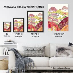 "Artery8 Blooming Trees Yorkshire Countryside Landscape Wall Art Print - Size: W24"" x H32""" - thumbnail 3