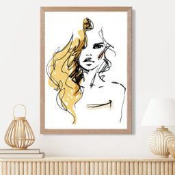 ARTZE Fashion Pen & Ink Sketch Framed Print SIZE: A2 with Oak Frame in Yellow - Size: A4 - thumbnail 2