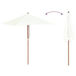 Berkfield Home Outdoor Parasol with Wooden Pole 150x200 cm Sand in Beige - thumbnail 5