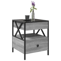 Berkfield Home Coffee Table with Infinity LED Grey Sonoma 40x40x51 cm - Size: 40 x 40 x 51 cm - thumbnail 5