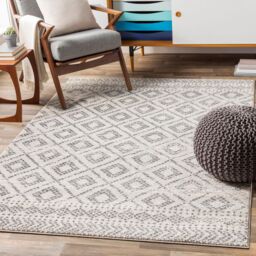 Livabliss Sunderland-Global Grey White Boho Living Dining Bedroom Rug in Light Grey - Size: 200 cm x 275 cm - thumbnail 8