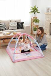 H&O Direct Baby Animal Activity Play Mat with Hanging Sensory Toys in Pink