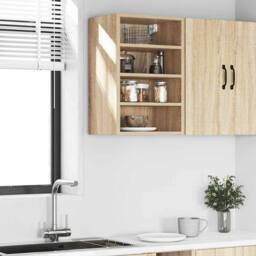 Berkfield Home Hanging Cabinet Sonoma Oak 40x29.5x60 cm Engineered Wood in Light Brown - thumbnail 1