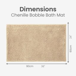 Allure Bath Fashions Chenille Bobble Bath Mat 60 x 90cm - Super Soft Microfibre & Non-Slip in Beige - Size: 60 x 90 cm - thumbnail 5