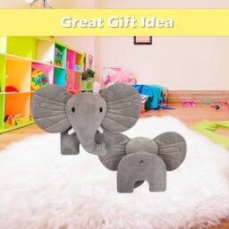VFM e-Store Wall Decoration Plush Elephant Plush Gift Idea 51cm x 60cm Grey X 1 - Size: 51 cm x 60 cm - thumbnail 3