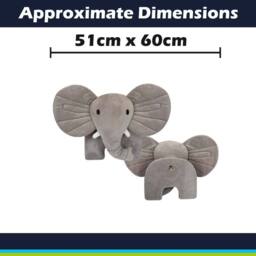 VFM e-Store Wall Decoration Plush Elephant Plush Gift Idea 51cm x 60cm Grey X 1 - Size: 51 cm x 60 cm - thumbnail 2