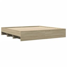 Berkfield Home Bed Frame without Mattress Sonoma Oak 200x200 cm Engineered Wood in Brown - thumbnail 4