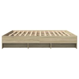 Berkfield Home Bed Frame without Mattress Sonoma Oak 200x200 cm Engineered Wood in Brown - thumbnail 6