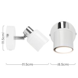 ValueLights Benton Pair of White & Chrome Plug In Spotlight Wall Lights with Bulbs in Silver - thumbnail 5