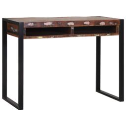 Berkfield Home Dressing Table with Mirror Multicolour 100x50x75 cm Solid Wood Reclaimed in Brown - Size: 100 x 50 x 75 cm
