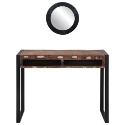 Berkfield Home Dressing Table with Mirror Multicolour 100x50x75 cm Solid Wood Reclaimed in Brown - Size: 100 x 50 x 75 cm - thumbnail 6