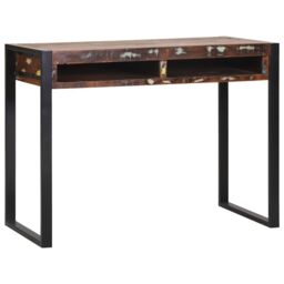 Berkfield Home Dressing Table with Mirror Multicolour 100x50x75 cm Solid Wood Reclaimed in Brown - Size: 100 x 50 x 75 cm - thumbnail 4