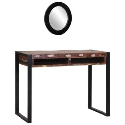 Berkfield Home Dressing Table with Mirror Multicolour 100x50x75 cm Solid Wood Reclaimed in Brown - Size: 100 x 50 x 75 cm - thumbnail 2