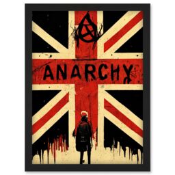 Artery8 Civil Unrest Punk Rioting UK Houses Parliament Riot Artwork Framed Wall Art Print A4 in Black - thumbnail 1