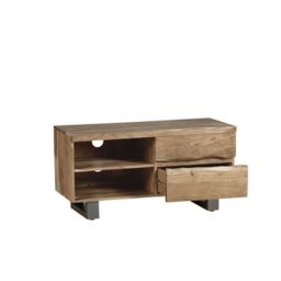 Indian Hub Baltic Live Edge 2 Drawer Small TV Stand - Metal/Acacia Solid Wood - L45 x W110 x H55 cm in Brown - thumbnail 3