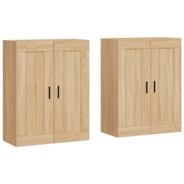 Berkfield Home Wall Mounted Cabinets 2 pcs Sonoma Oak Engineered Wood in Light Tan - image 1