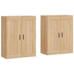 Berkfield Home Wall Mounted Cabinets 2 pcs Sonoma Oak Engineered Wood in Light Tan - thumbnail 1