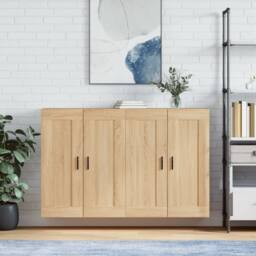 Berkfield Home Wall Mounted Cabinets 2 pcs Sonoma Oak Engineered Wood in Light Tan - thumbnail 2