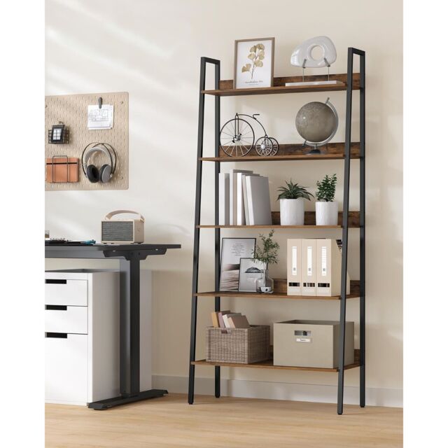 VASAGLE 5 Tier Industrial Narrow Ladder Shelf Home Office Storage in Brown - image 1