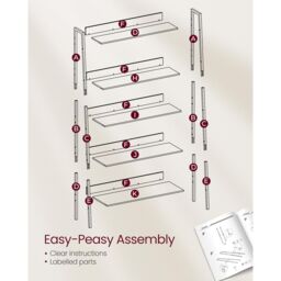 VASAGLE 5 Tier Industrial Narrow Ladder Shelf Home Office Storage in Brown - thumbnail 7