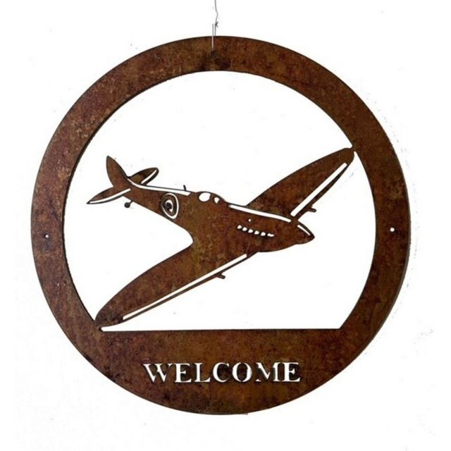 Poppyforge Spitfire Large Wall Art, with Text - Steel - W49.5 x H49.5 cm - BM/RtR in Brown - image 1