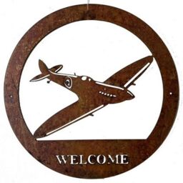 Poppyforge Spitfire Large Wall Art, with Text - Steel - W49.5 x H49.5 cm - BM/RtR in Brown - thumbnail 2