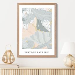 ARTZE William Morris Wreath in Green & Peach Art Print / Oak Frame / SIZE: A2 - Size: A4