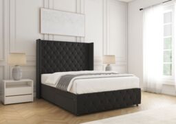 "BSSPOKE Ruby Divan Bed Set Plush Velvet 54"" Headboard & Mattress No Drawers in Black - Size: Single" - thumbnail 2