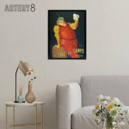 "Artery8 La Cruz del Campo Beer Vintage Ad Framed Canvas Wall Art Print Cappiello in Red - Size: W12"" x H16""" - thumbnail 3