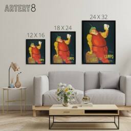 "Artery8 La Cruz del Campo Beer Vintage Ad Framed Canvas Wall Art Print Cappiello in Red - Size: W12"" x H16""" - thumbnail 4