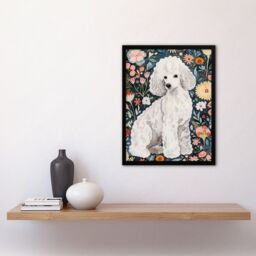 Artery8 Elegant Poodle Dog Lover Pet with Wildflowers Framed Wall Art - Size: A4 - thumbnail 4