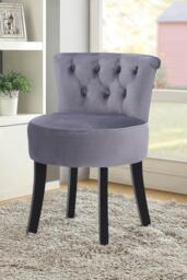 Grey Velvet Button Tufted Upholstered Footstool for Dressing Table