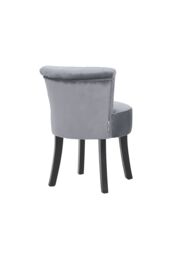 Living and Home Grey Velvet Button Tufted Upholstered Footstool for Dressing Table - thumbnail 4