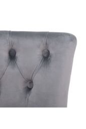 Living and Home Grey Velvet Button Tufted Upholstered Footstool for Dressing Table - thumbnail 6