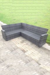 Fimous 9 Seater High Back Rattan Set Corner Sofa With Black Tempered Dining Table 2 Stools With Arm Chair in Dark Grey - thumbnail 3