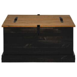 Berkfield Home Storage Chest HALDEN Black 91x91x47 cm Solid Wood Pine - Size: 91 x 91 x 47 cm - thumbnail 3