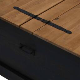 Berkfield Home Storage Chest HALDEN Black 91x91x47 cm Solid Wood Pine - Size: 91 x 91 x 47 cm - thumbnail 8