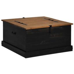 Berkfield Home Storage Chest HALDEN Black 91x91x47 cm Solid Wood Pine - Size: 91 x 91 x 47 cm - thumbnail 1