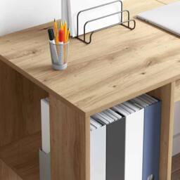 Berkfield Home Artisan Oak Writing Desk Artisan oak Engineered wood Standard in Brown - thumbnail 4