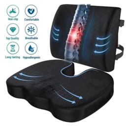 SPETLEK Back Support Seat Lumbar Cushion in Black