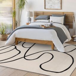 Livabliss Pisa-Modern Off-White Black Living Dining Bedroom Rug in Beige - Size: 200 cm x 275 cm - thumbnail 7