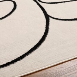 Livabliss Pisa-Modern Off-White Black Living Dining Bedroom Rug in Beige - Size: 200 cm x 275 cm - thumbnail 3