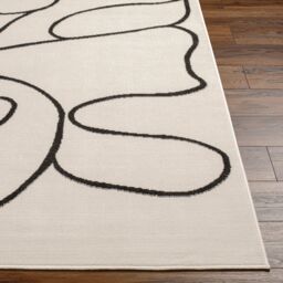 Livabliss Pisa-Modern Off-White Black Living Dining Bedroom Rug in Beige - Size: 200 cm x 275 cm - thumbnail 5