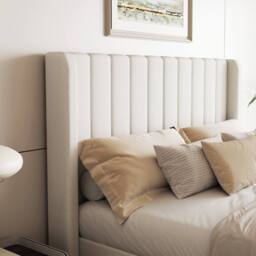 Modish Furnishing Maddison King Size Cream Velvet Ottoman Storage Bed - thumbnail 4