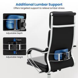 Costway Ergonomic Leather Office Chair Executive Chair w/Adjustable Height-Black in Black - thumbnail 4