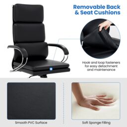 Costway Ergonomic Leather Office Chair Executive Chair w/Adjustable Height-Black in Black - thumbnail 5
