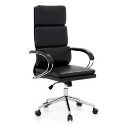 Costway Ergonomic Leather Office Chair Executive Chair w/Adjustable Height-Black in Black - thumbnail 1