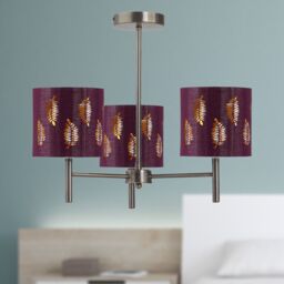 First Choice Lighting Set of 2 Brea - Antique Brass 3 Light Fittings with Burgundy Shades in Bronze - thumbnail 4